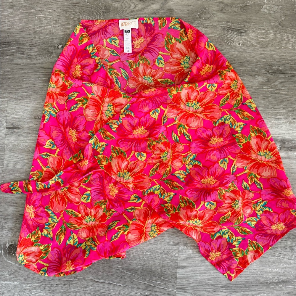 Beach Riot Vibrant Pink and Orange Floral Swim Cover-Up